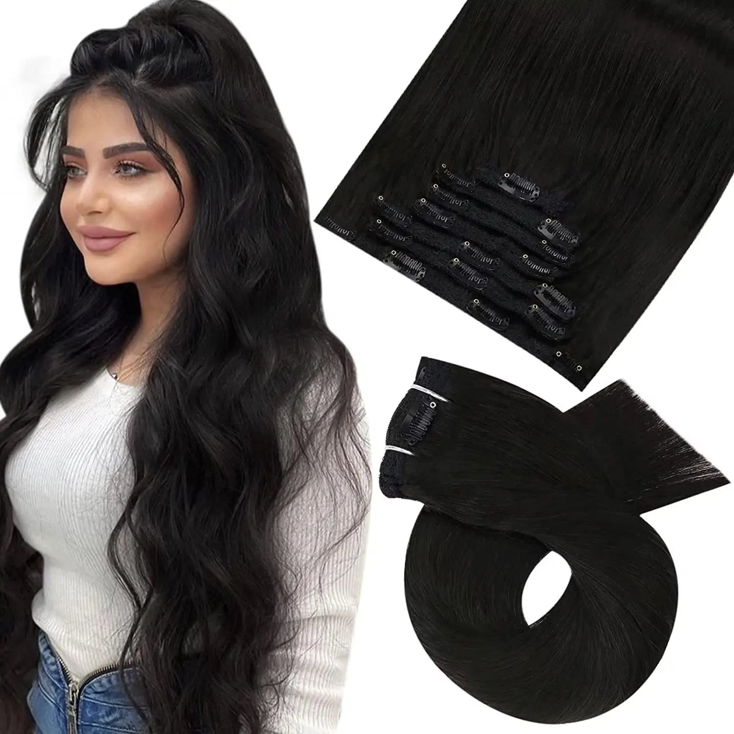 Lace Weft Black 7pcs Clip-in - 365 Hair Co.