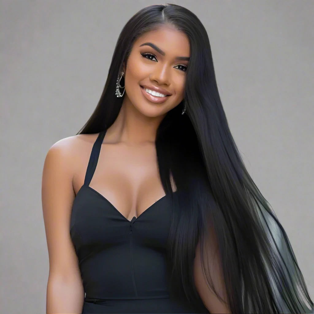 Straight Glueless HD Lace Front Black Wig - 365 Hair Co.