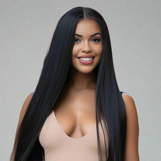 Straight Glueless HD Lace Front Black Wig - 365 Hair Co.